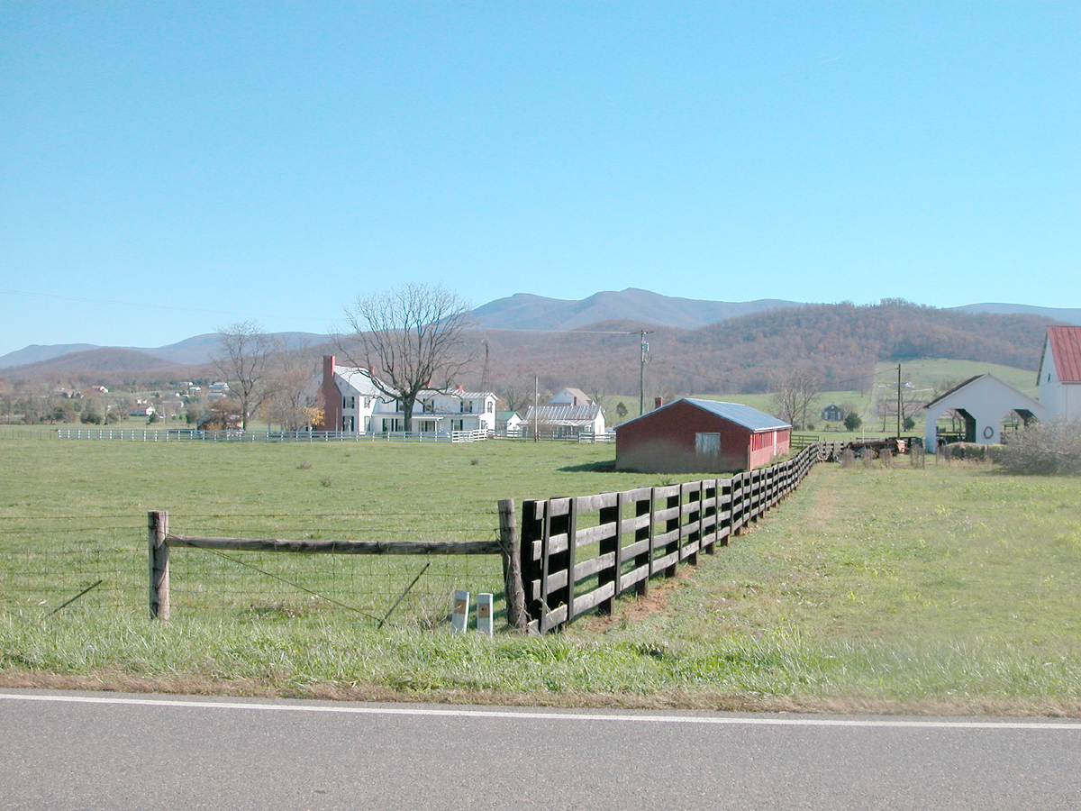 Working farm and fenced pasture in Virginia's Shenandoah Valley